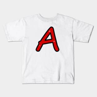 Letter A. Name with letter A. Personalized gift. Abbreviation. Abbreviation. Lettering Kids T-Shirt